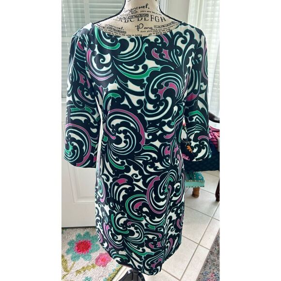 Banana Republic Black Pink Green Scroll Swirl Dress - Picture 10 of 10